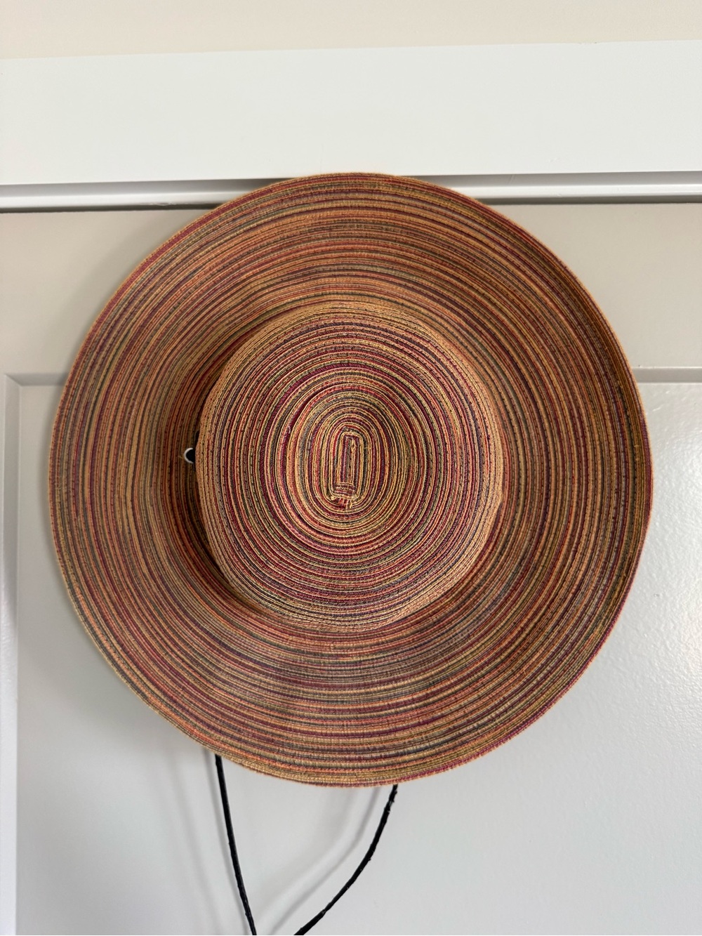 Scala Multicolor Straw Sun Hat with Peach Trim
